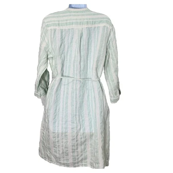 New Linen Pastel Striped Shirt Dress XL Coastal Beachy Old Money Preppy Minimal - Picture 5 of 12